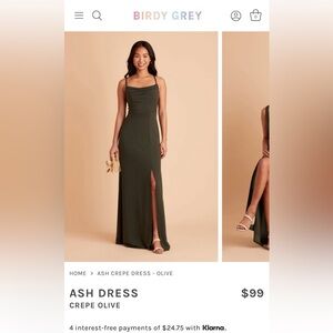 Never worn Birdy Grey Ash Dress - Crepe Olive - Size S